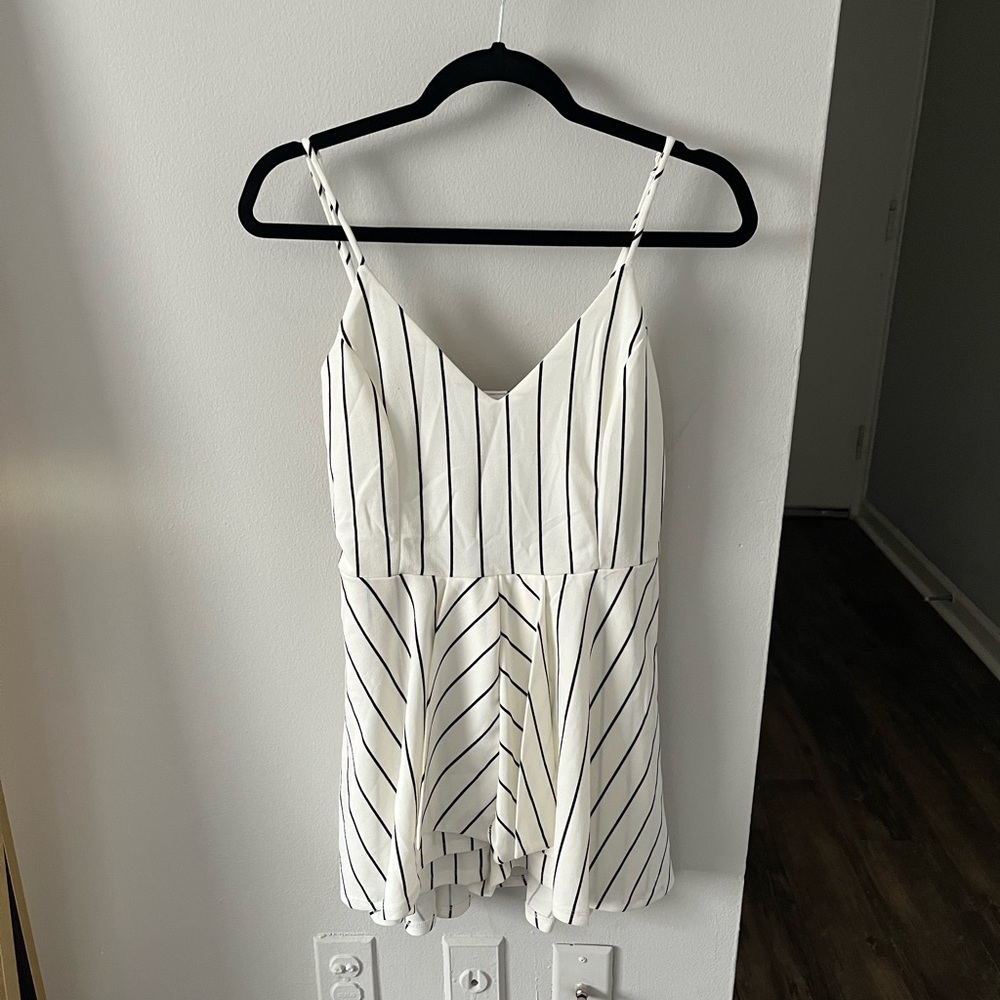 Black and White Striped Romper